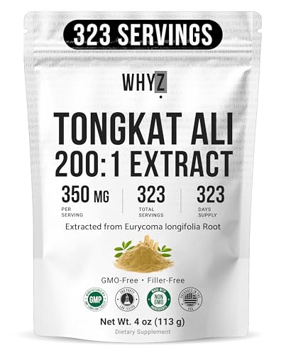 WHYZ Tongkat Ali Extract Powder, Pure Longjack 200:1 Extract Eurycoma longifolia,…
