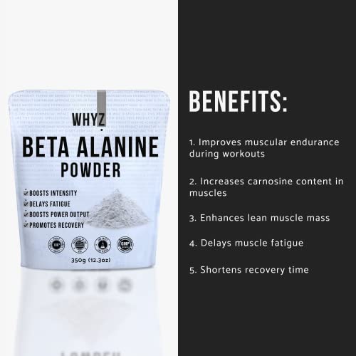 WHYZ Beta Alanine Powder Pure Beta Alanine Pre-Workout Supplement for Sustained Energy,…