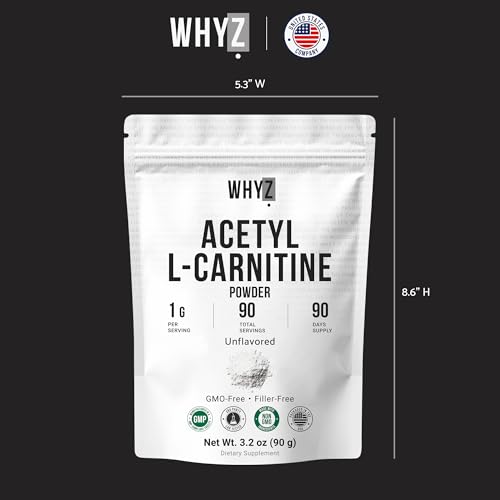 Pure Acetyl L-Carnitine Powder (ALCAR) Unflavored Acetyl-L-Carnitine HCl Supplement…