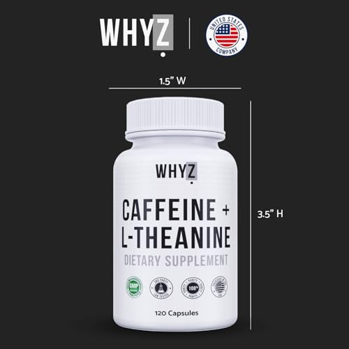 WHYZ Caffeine Pills with L-Theanine, 120 Capsules, Nootropic Stack Energy Pills, Energy…