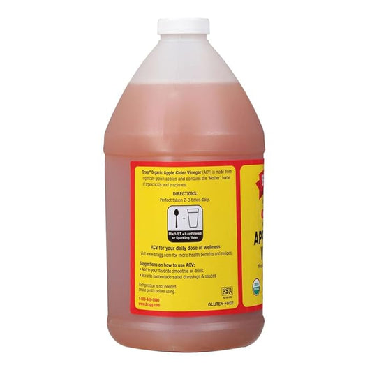 Bragg Organic Apple Cider Vinegar With the Mother– Raw, Unfiltered All Natural Ingredients (64 Fl Oz (Pack of 1))