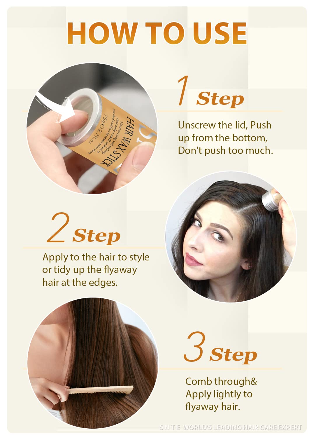 Samnyte Hair Wax Stick, Wax Stick for Hair Slick Stick, Hair Wax Stick for Flyaways Hair Gel Stick Non-greasy Styling Cream for Fly Away & Edge Control Frizz Hair 2.7 Oz