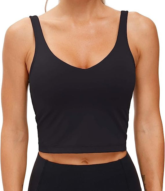 THE GYM PEOPLE Womens' Sports Bra Longline Wirefree Padded with Medium Support