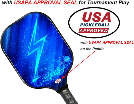 Panel Sound USAPA Approved Fiberglass Pickleball Paddles Set of 2, Lightweight Pickleball Rackets Set, 1 Carrying Case, 2 Cooling Towels & 4 Balls