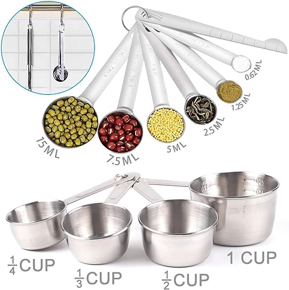 5-Speed Electric Hand Mixer, 5 Large Mixing Bowls Set, Handheld Mixers with Whisks Beater, Stainless Steel Metal Nesting Mixing Bowl Measuring Cups Spoons Kitchen Cake Blender for Prep Baking Supplies