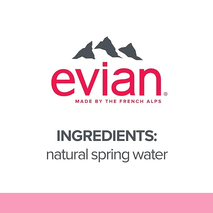 evian Natural Spring Water, Naturally Filtered Spring Water in Large Bottles, 33.81 Fl Oz (Pack of 12)
