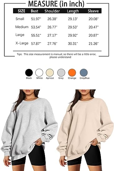 EFAN Womens Oversized Sweatshirts Hoodies Fleece Crew Neck Pullover Sweaters Casual Comfy Fall Fashion Outfits Clothes 2023