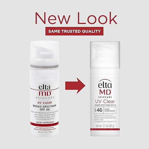 EltaMD UV Clear Face Sunscreen, SPF 46 Oil Free Sunscreen with Zinc Oxide, Protects and Calms Sensitive Skin and Acne-Prone Skin, Lightweight, Silky, Dermatologist Recommended, 1.7 oz Pump