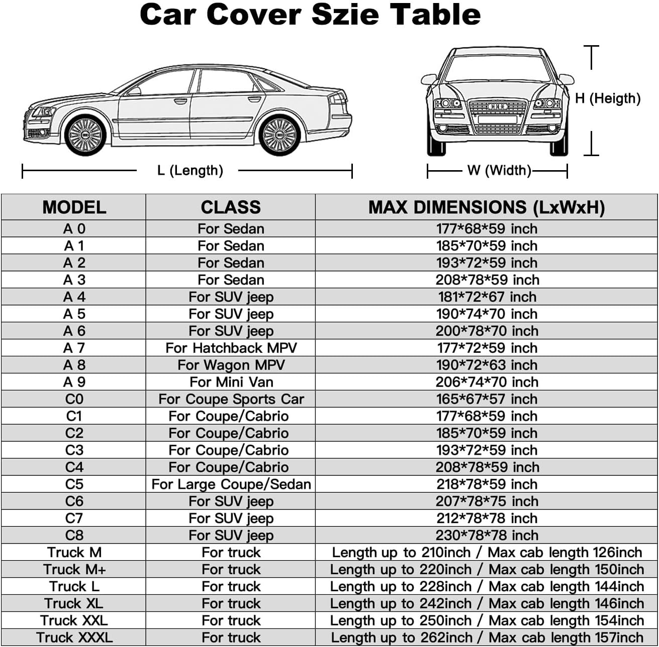 Kayme 6 Layers Car Cover Waterproof All Weather for Automobiles, Outdoor Full Cover Rain Sun UV Protection with Zipper Cotton, Size A2 3XL Universal Fit for Sedan (186-193 inch)