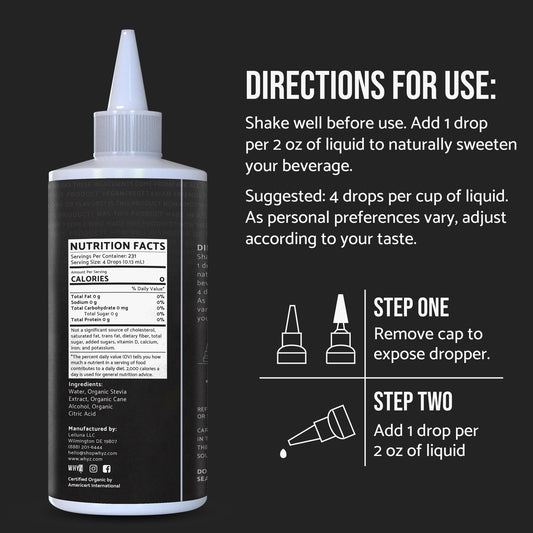 Organic Stevia Liquid Drops Pure Liquid Stevia Extract, Zero Calorie Sweetener for…