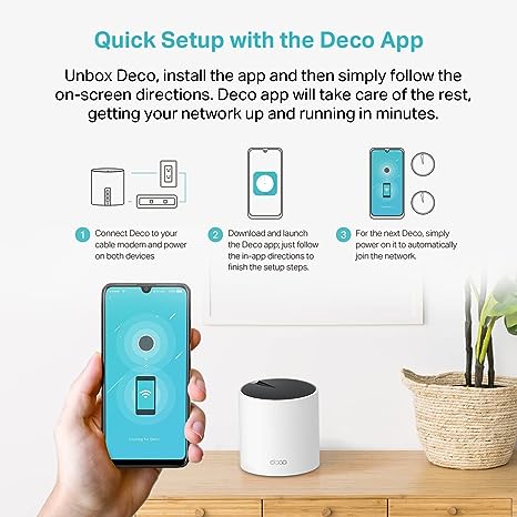 TP-Link Deco AX3000 WiFi 6 Mesh System(Deco X55) - Covers up to 6500 Sq.Ft. , Replaces Wireless Router and Extender, 3 Gigabit ports per unit, supports Ethernet Backhaul (3-pack)
