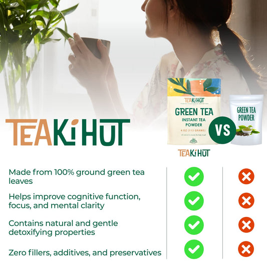 TEAki Hut Instant Green Tea Powder, Refreshing Unsweetened Drink mix, Premium Green Tea…
