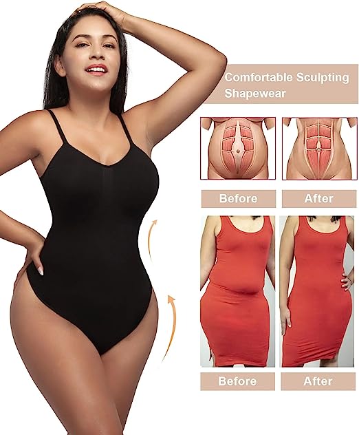 SHAPERX Bodysuit for Women Tummy Control Shapewear Seamless Sculpting Thong Body Shaper Tank Top