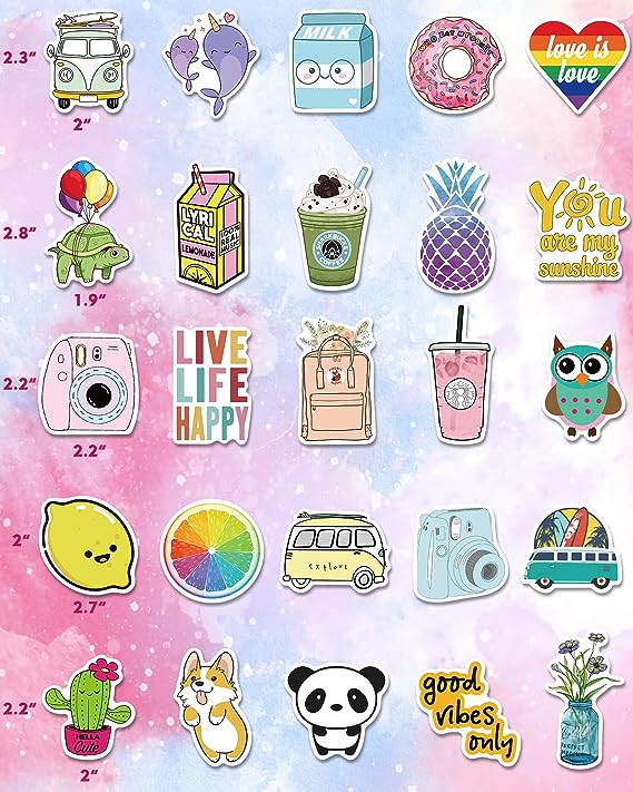 Bekayshad Stickers for Water Bottles, 100 Pack/PCS Cute Vsco Vinyl Aesthetic Waterproof Stickers Laptop Hydroflask Skateboard Computer Stickers for Teens Kids Girls