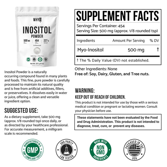 Inositol Powder 8oz, Natural Inositol Supplement for Ovarian Support, Fertility and…