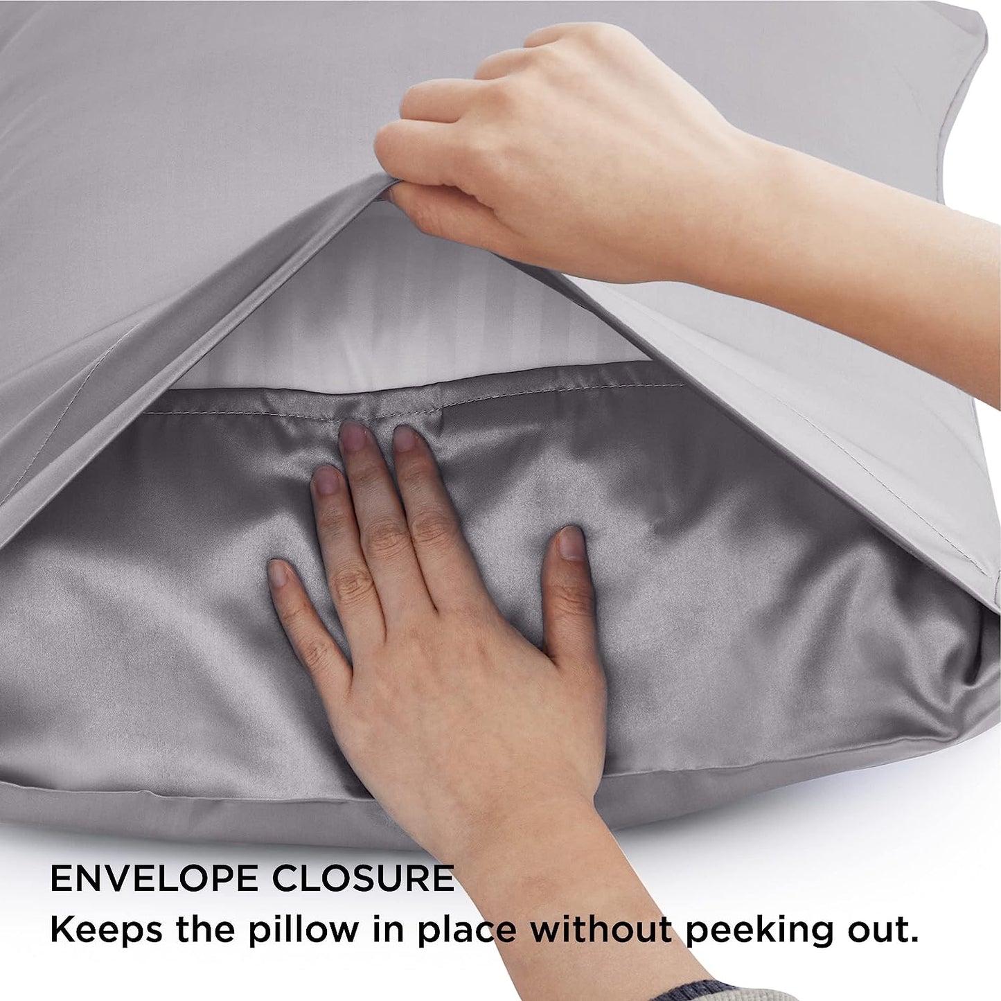 Bedsure Satin Pillowcase for Hair and Skin Queen - Dark Grey Silk Pillowcase 2 Pack 20x30 Inches - Satin Pillow Cases Set of 2 with Envelope Closure, Gifts for Women Men