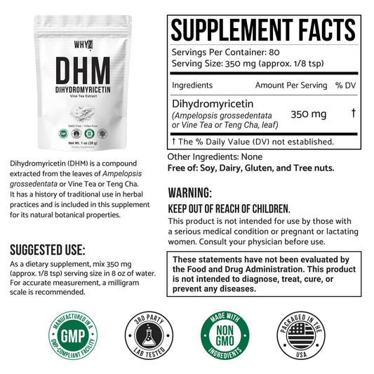 Dihydromyricetin Powder, 28g, 100% Pure DHM Supplements Liver Support, Hydration & Body…