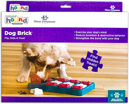 Outward Hound Nina Ottosson Dog Brick Interactive Treat Puzzle Dog Toy, Intermediate