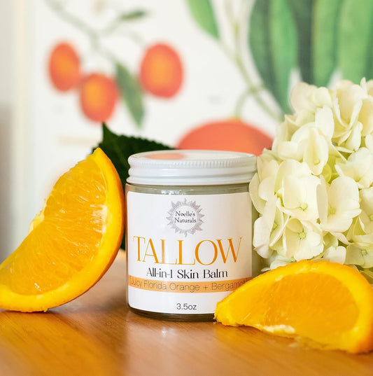 Tallow Balm - Organic Grassfed Tallow - 3.5oz - Orange + Bergamot - Moisturizing - Dry Skin - Stretch Marks - All Natural