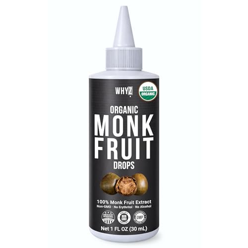Organic Monk Fruit Liquid Sweetener Drops, 100% Monkfruit Liquid, Zero Sugar & No…