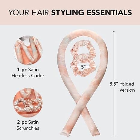 Kitsch Satin Heatless Curling Set - Hair Rollers for Heatless Curls | Heatless Hair Curlers & Hot Rollers | Hair Curlers to Sleep in | Heatless Curling Rod Headband | Heatless Curler (SunsetTieDye)