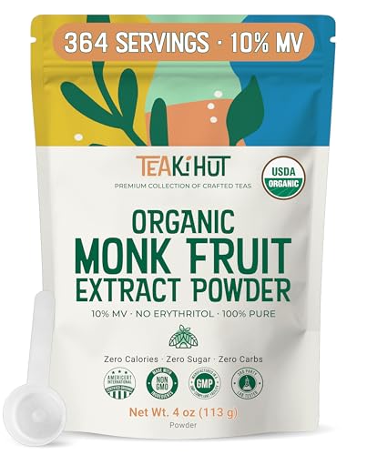 Pure Organic Monk Fruit Extract Powder, No Erythritol 4oz, 100% Monk Fruit Sweetener…