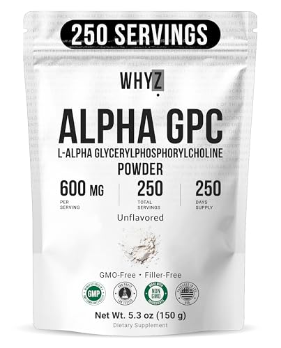 Alpha GPC Powder Alpha-Phosphorylcholine Choline Supplement Unflavored, Fine Powder for…