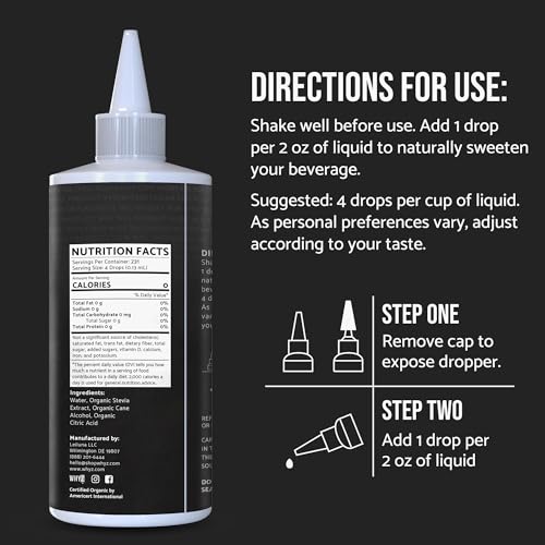 Organic Stevia Liquid Drops Pure Liquid Stevia Extract, Zero Calorie Sweetener for…