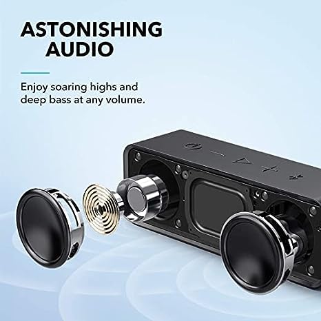 Upgraded, Anker Soundcore Bluetooth Speaker with IPX5 Waterproof, Stereo Sound, 24H Playtime, Portable Wireless Speaker for iPhone, Samsung and More