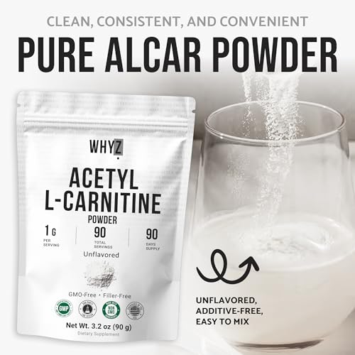 Pure Acetyl L-Carnitine Powder (ALCAR) Unflavored Acetyl-L-Carnitine HCl Supplement…