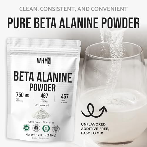 WHYZ Beta Alanine Powder Pure Beta Alanine Pre-Workout Supplement for Sustained Energy…