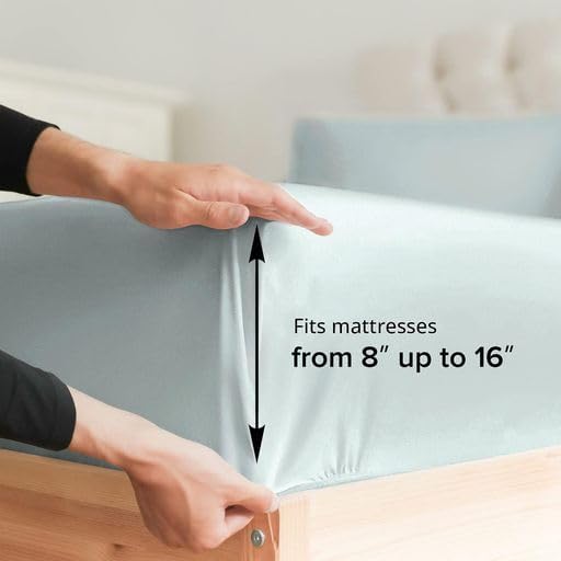 Queen Size Sheet Set - Breathable & Cooling Sheets - Hotel Luxury Bed Sheets for Women, Men Kids & Teens - Deep Pockets - 4 Piece Set - Soft & Wrinkle Free - Ice Blue Bed Sheets - Queen Sheets