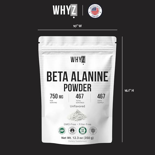 WHYZ Beta Alanine Powder Pure Beta Alanine Pre-Workout Supplement for Sustained Energy…
