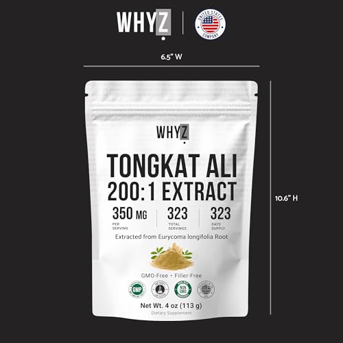 WHYZ Tongkat Ali Extract Powder, Pure Longjack 200:1 Extract Eurycoma longifolia,…