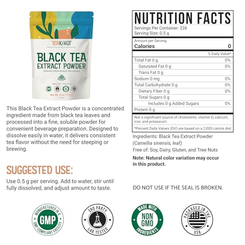 Instant Black Tea Extract Powder, Unsweetened Iced Tea Extract Powder from Real Black Tea…