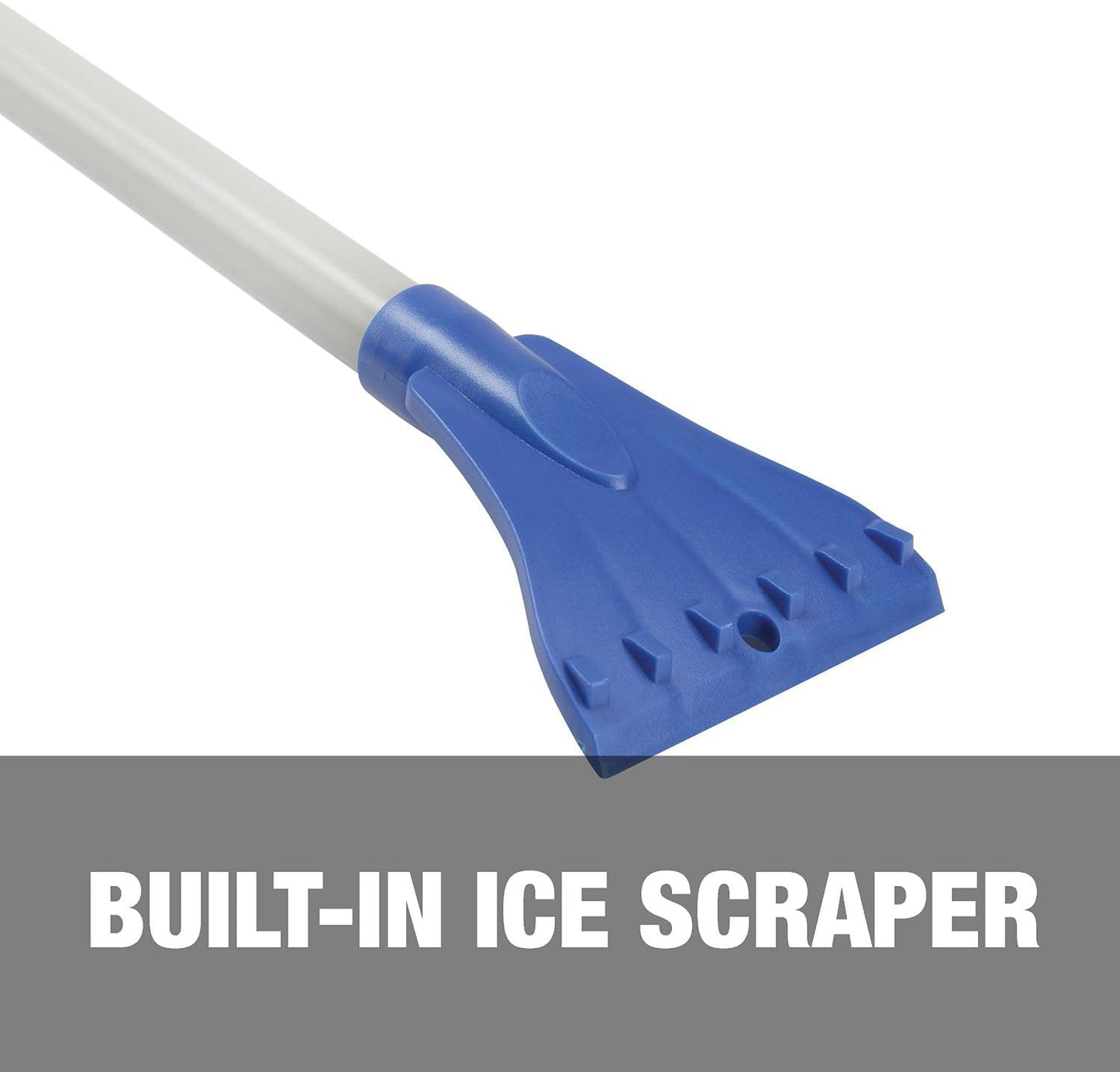 Snow Joe SJBLZD-LED 4-In-1 Telescoping Snow Broom + Ice Scraper, 18-Inch Foam Head, Headlights, Blue