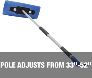 Snow Joe SJBLZD-LED 4-In-1 Telescoping Snow Broom + Ice Scraper, 18-Inch Foam Head, Headlights, Blue