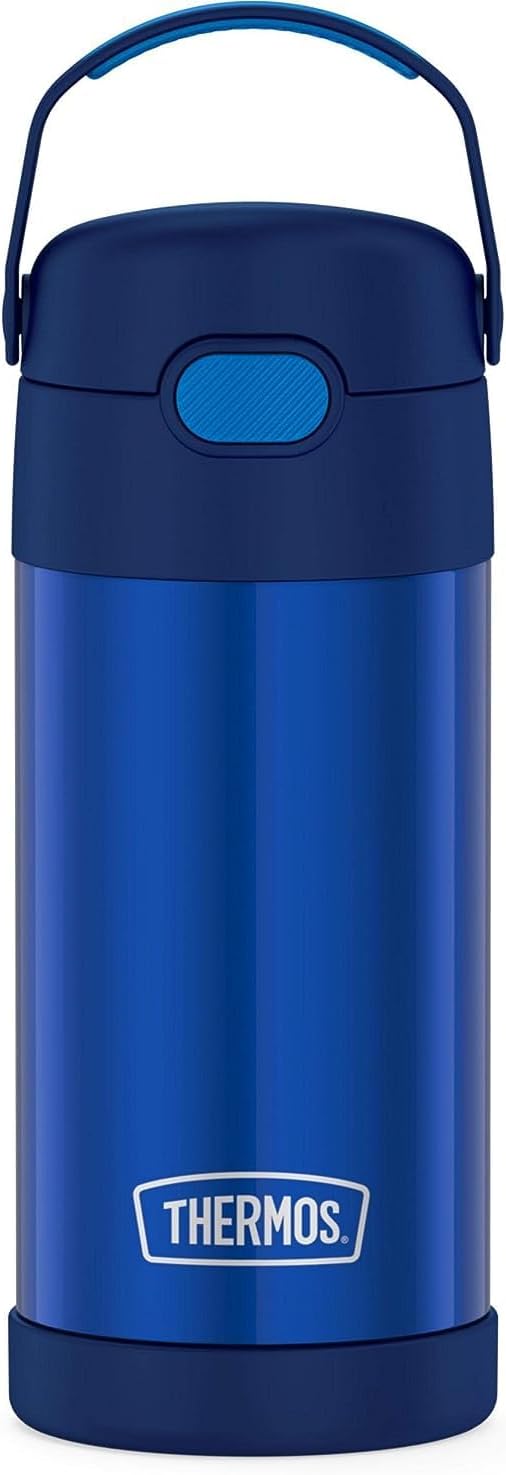 THERMOS FUNTAINER 12 Ounce Stainless Steel Vacuum Insulated Kids Straw Bottle, Blue