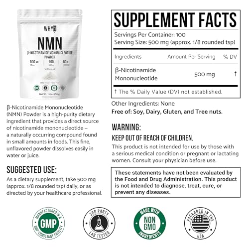 Pure NMN Powder Nicotinamide Mononucleotide Quick Dissolved NMN Supplement Powder 100%…