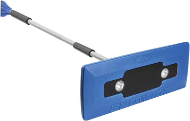 Snow Joe SJBLZD-LED 4-In-1 Telescoping Snow Broom + Ice Scraper, 18-Inch Foam Head, Headlights, Blue