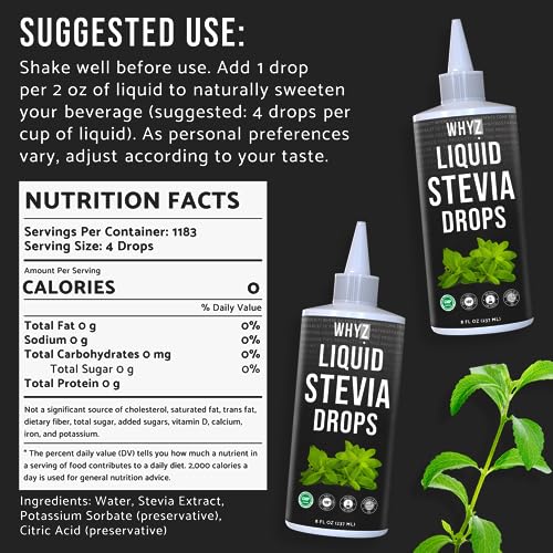 Stevia Liquid Drops Natural Liquid Stevia Extract, Pure Sweetener, Plant-Based Sweetener…