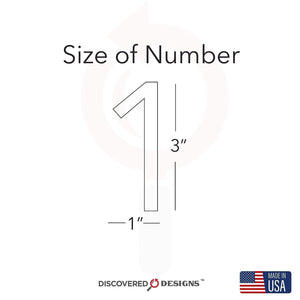 Discovered Designs Mailbox Number (White 3" Number, 1) Premium 3D Acrylic Self Stick House Numbers for Outside Modern Address Numbers for Mailbox Numbers For Outside Modern Sticker