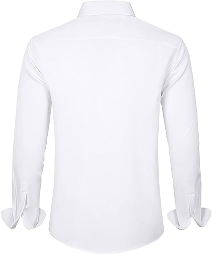 J.VER Men's Dress Shirts Solid Long Sleeve Stretch Wrinkle-Free Formal Shirt Business Casual Button Down Shirts