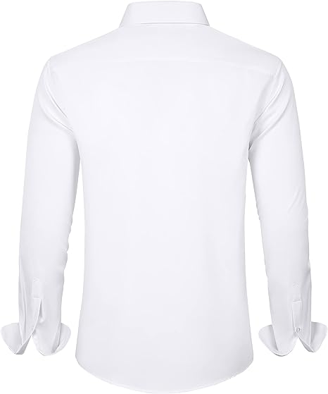 J.VER Men's Dress Shirts Solid Long Sleeve Stretch Wrinkle-Free Formal Shirt Business Casual Button Down Shirts
