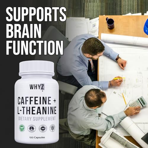 WHYZ Caffeine Pills with L-Theanine, 120 Capsules, Nootropic Stack Energy Pills, Energy…