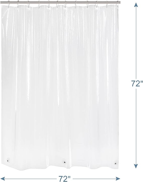 AmazerBath Shower Curtain Liner, 72x72 Clear Shower Curtain Liner, Waterproof Plastic Shower Liner, Cute Lightweight PEVA Shower Curtains for Bathroom with Magnets and 12 Rustproof Metal Grommet Holes