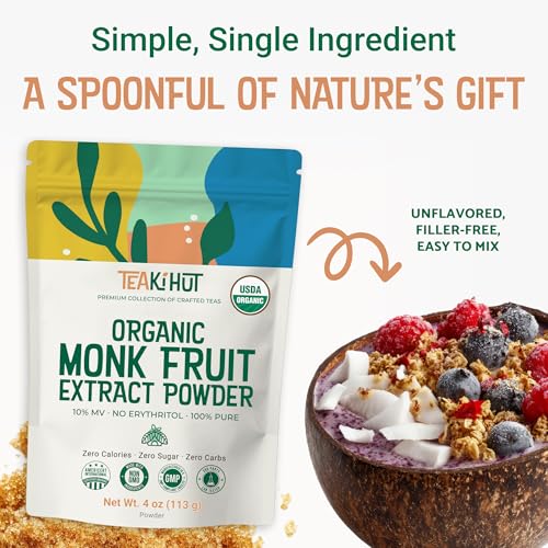 Pure Organic Monk Fruit Extract Powder, No Erythritol 4oz, 100% Monk Fruit Sweetener…