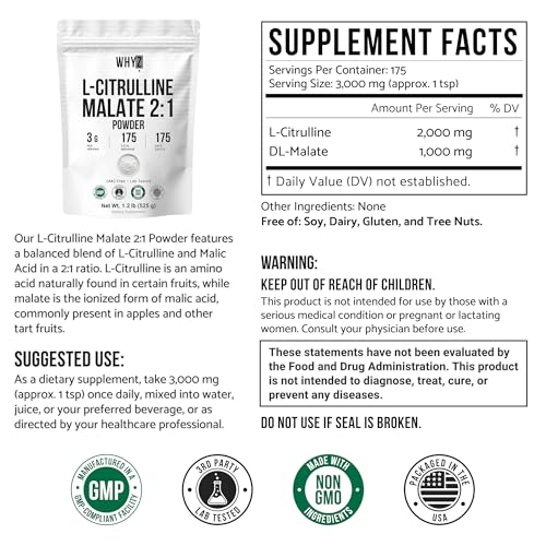 L-Citrulline Malate 2 : 1 Powder Unflavored L Citrulline Malate Nitrate-Rich Dissolves…