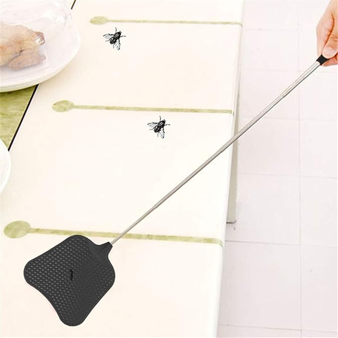 Foxany Telescopic Fly Swatters, Durable Plastic Fly Swatter Heavy Duty Set, Flyswatter with Stainless Steel Handle for Indoor/Outdoor/Classroom (2 Pack)