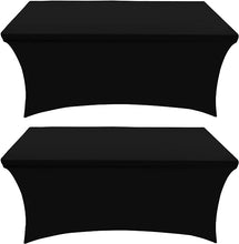 Load image into Gallery viewer, Utopia Kitchen Spandex Tablecloth 2 Pack [6FT, Black] Tight, Fitted, Washable and Wrinkle Resistant Stretch Rectangular Patio Table Cover for Event, Wedding, Banquet &amp; Parties [72Lx30Wx30H Inch]